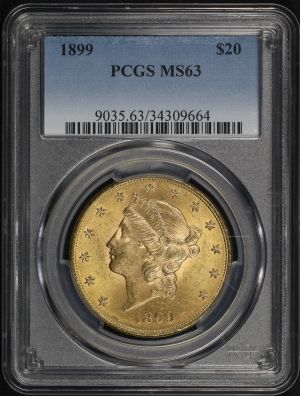 Obverse of this 1899 Liberty Head $20 Type 3 PCGS MS-63