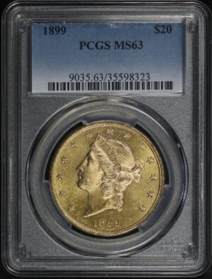 Obverse of this 1899 Liberty Head $20 Type 3 PCGS MS-63