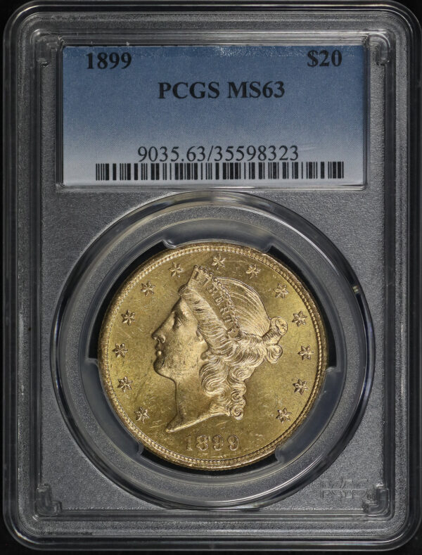 Obverse of this 1899 Liberty Head $20 Type 3 PCGS MS-63