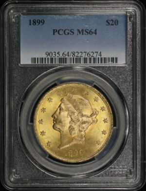 Obverse of this 1899 Liberty Head $20 Type 3 PCGS MS-64