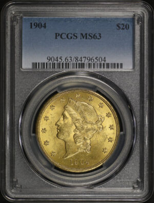 Obverse of this 1904 Liberty Head $20 Type 3 PCGS MS-63