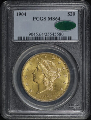 Obverse of this 1904 Liberty Head $20 Type 3 PCGS MS-64 CAC
