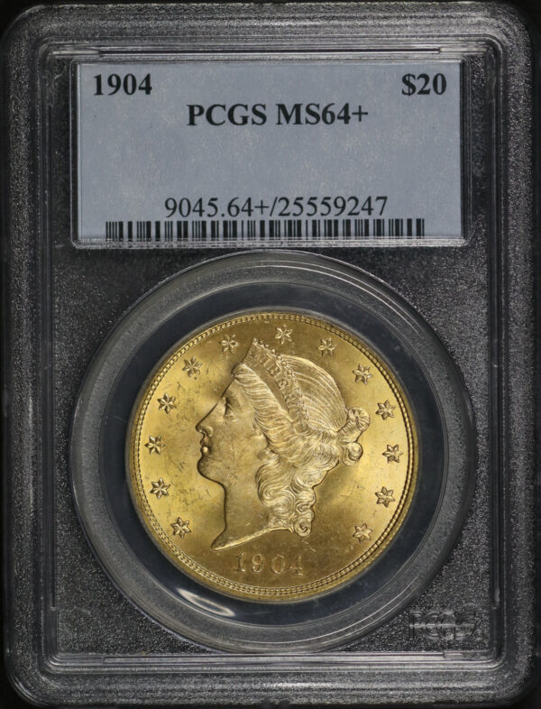 Obverse of this 1904 Liberty Head $20 Type 3 PCGS MS-64+