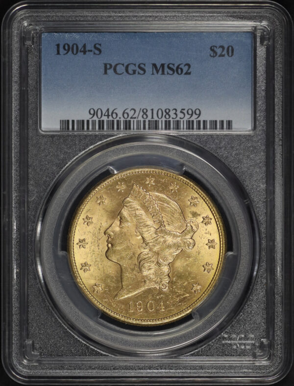 Obverse of this 1904-S Liberty Head $20 Type 3 PCGS MS-62