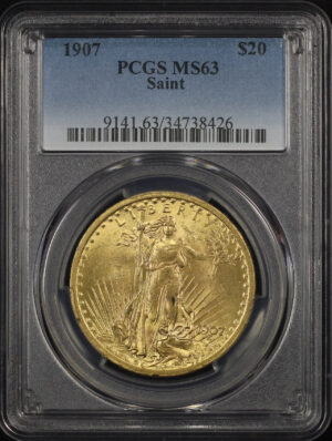 Obverse of this 1907 St. Gaudens $20 PCGS MS-63