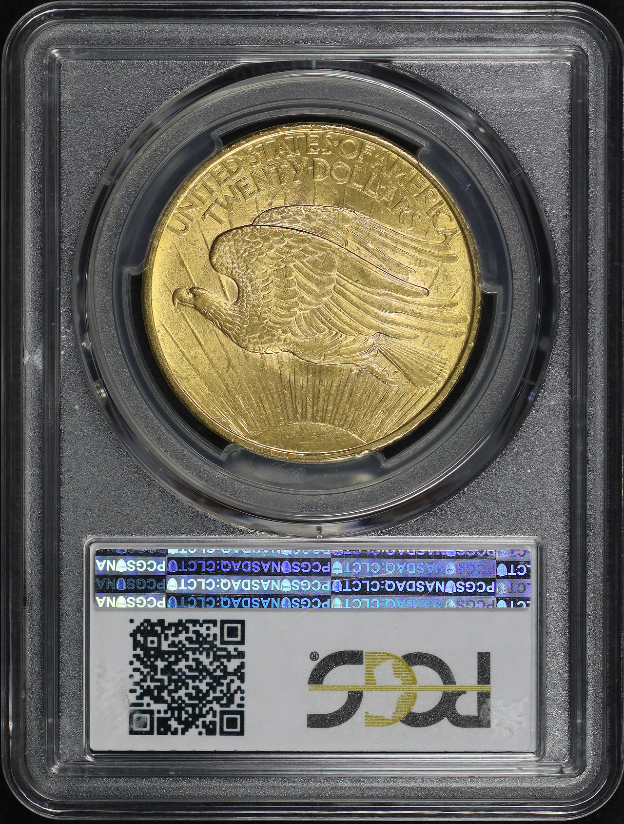 Reverse of this 1908 St. Gaudens $20 No Motto PCGS MS-63