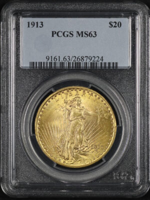 Obverse of this 1913 St. Gaudens $20 PCGS MS-63