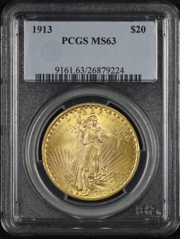 Obverse of this 1913 St. Gaudens $20 PCGS MS-63