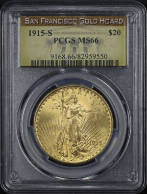 Obverse of this 1915-S St. Gaudens $20 PCGS MS-66 San Francisco Gold Hoard