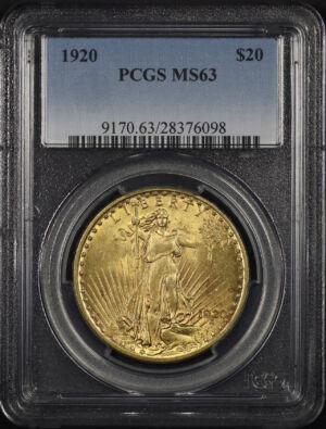 Obverse of this 1920 St. Gaudens $20 PCGS MS-63