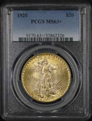 Obverse of this 1920 St. Gaudens $20 PCGS MS-63+