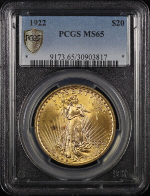 Obverse of this 1922 St. Gaudens $20 PCGS MS-65