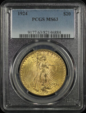 Obverse of this 1924 St. Gaudens $20 PCGS MS-63