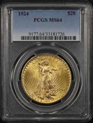 Obverse of this 1924 St. Gaudens $20 PCGS MS-64
