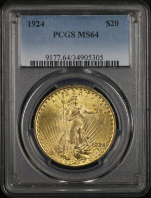 Obverse of this 1924 St. Gaudens $20 PCGS MS-64