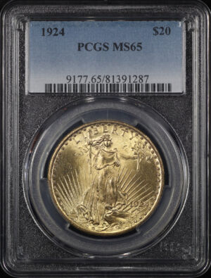 Obverse of this 1924 St. Gaudens $20 PCGS MS-65