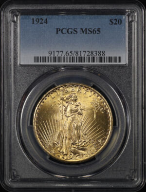 Obverse of this 1924 St. Gaudens $20 PCGS MS-65