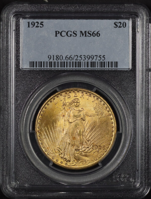 Obverse of this 1925 St. Gaudens $20 PCGS MS-66
