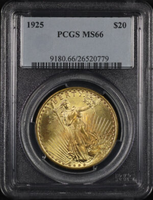 Obverse of this 1925 St. Gaudens $20 PCGS MS-66