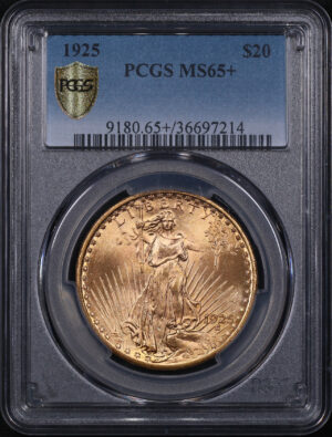 Obverse of this 1925 St. Gaudens $20 PCGS MS-65+