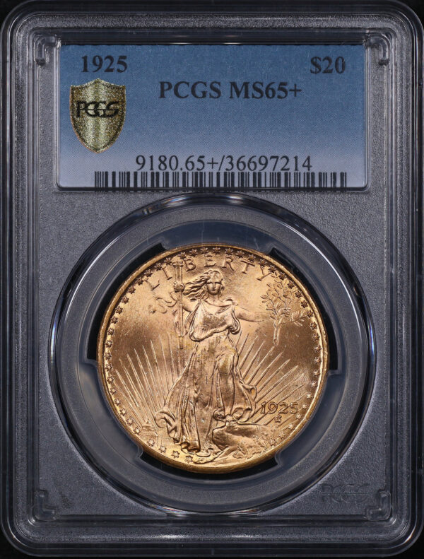 Obverse of this 1925 St. Gaudens $20 PCGS MS-65+