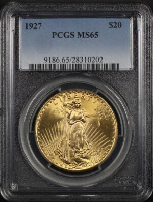 Obverse of this 1927 St. Gaudens $20 PCGS MS-65