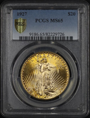 Obverse of this 1927 St. Gaudens $20 PCGS MS-65