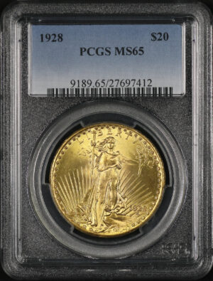 Obverse of this 1928 St. Gaudens $20 PCGS MS-65