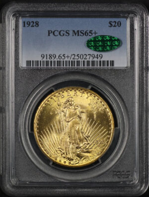 Obverse of this 1928 St. Gaudens $20 PCGS MS-65+ CAC