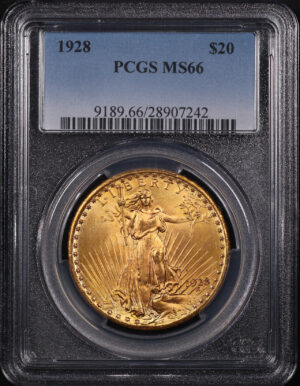 Obverse of this 1928 St. Gaudens $20 PCGS MS-66