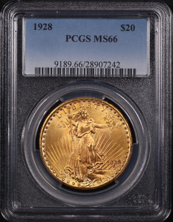 Obverse of this 1928 St. Gaudens $20 PCGS MS-66