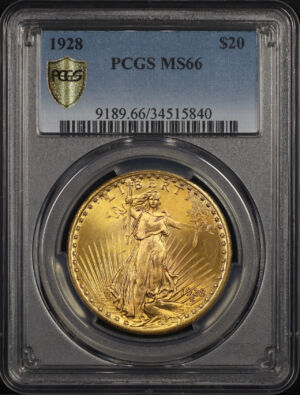 Obverse of this 1928 St. Gaudens $20 PCGS MS-66