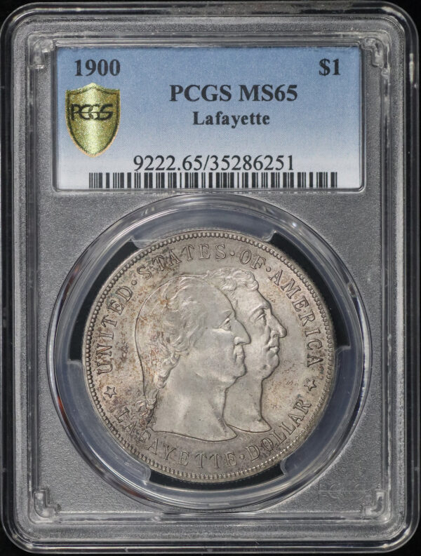 Obverse of this 1900 $1 Lafayette Silver Commemorative PCGS MS-65