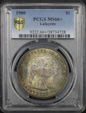 Obverse of this 1900 $1 Lafayette Silver Commemorative PCGS MS-66+