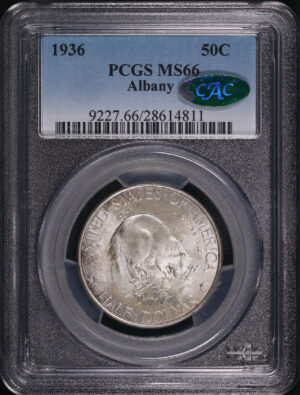 Obverse of this 1936 50C Albany Silver Commemorative PCGS MS-66 CAC
