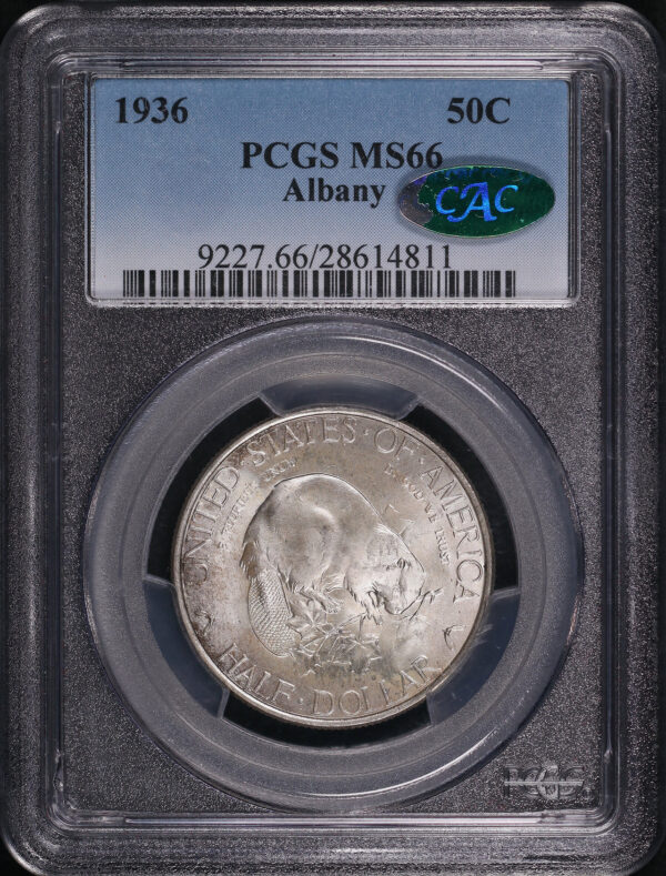 Obverse of this 1936 50C Albany Silver Commemorative PCGS MS-66 CAC