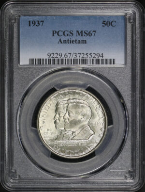 Obverse of this 1937 50C Antietam Silver Commemorative PCGS MS-67
