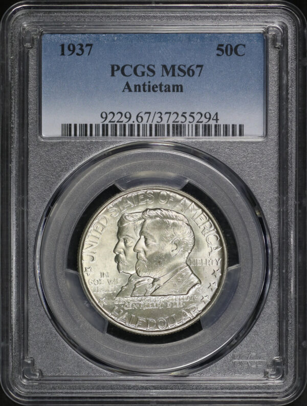 Obverse of this 1937 50C Antietam Silver Commemorative PCGS MS-67