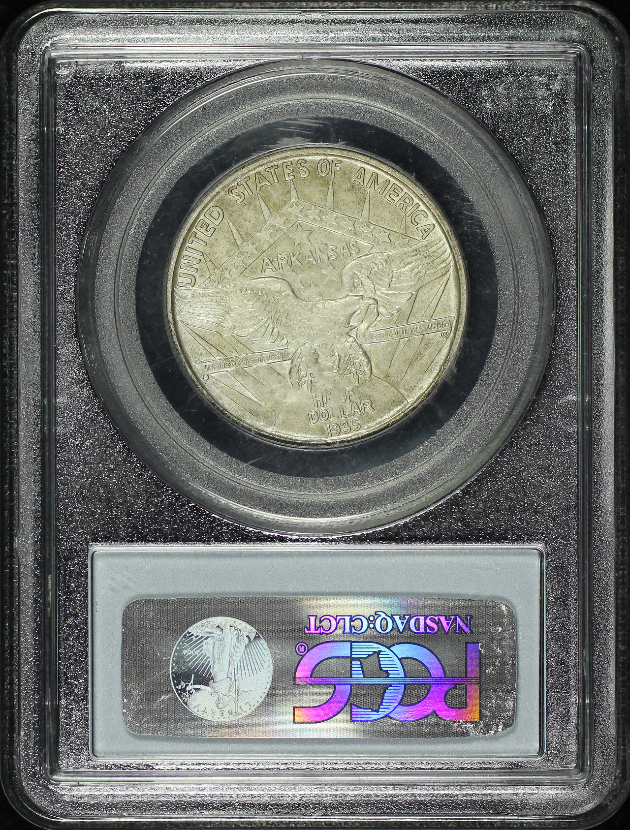Reverse of this 1935 50C Arkansas Silver Commemorative PCGS MS-63