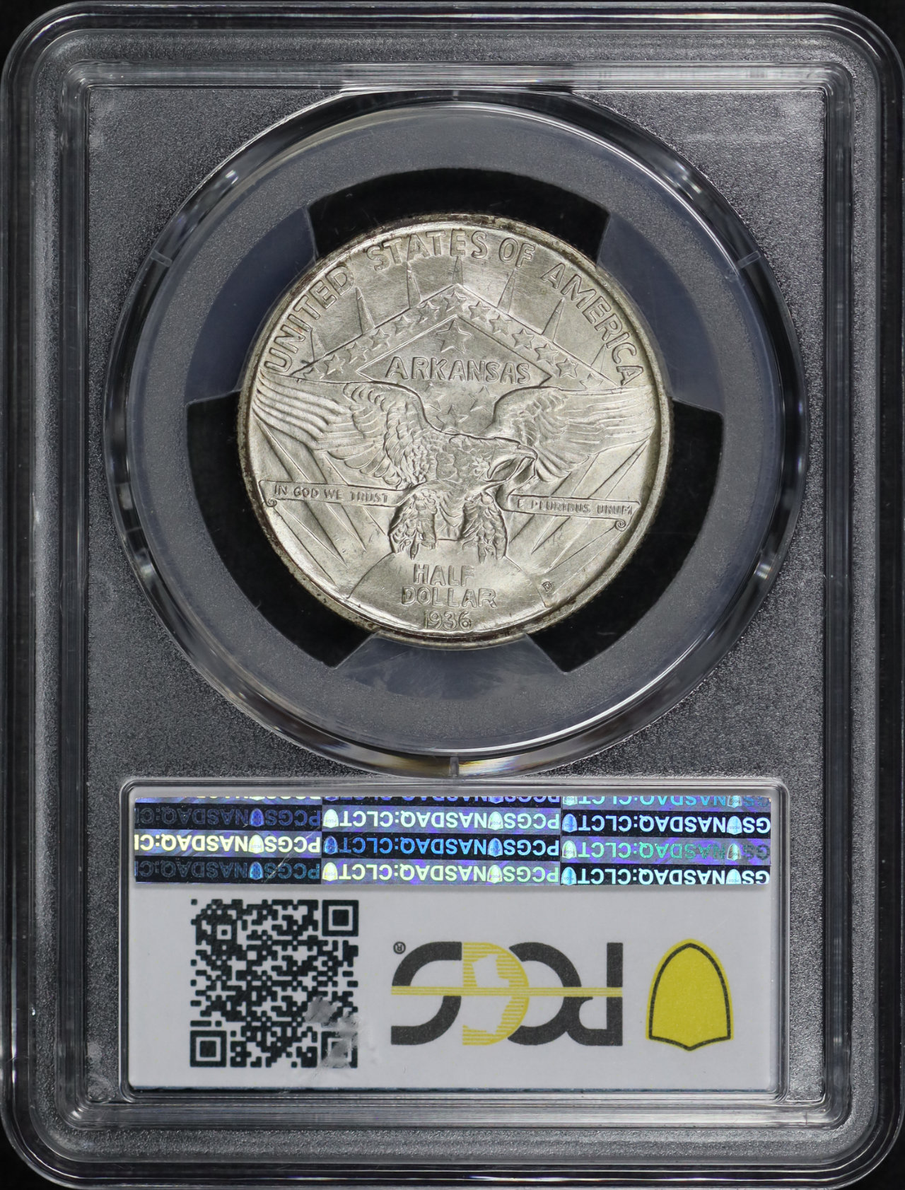 Reverse of this 1936-D 50C Arkansas Silver Commemorative PCGS MS-66