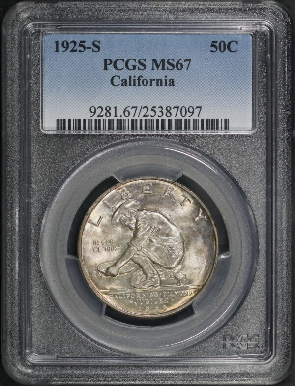 Obverse of this 1925-S 50C California Silver Commemorative PCGS MS-67