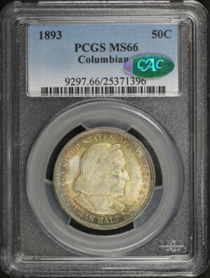 Obverse of this 1893 Silver Commemorative Columbian 50C PCGS MS-66 CAC