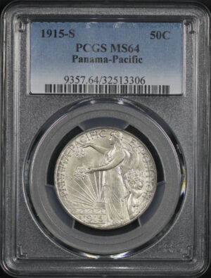 Obverse of this 1915-S 50C Panama-Pacific Silver Commemorative PCGS MS-64