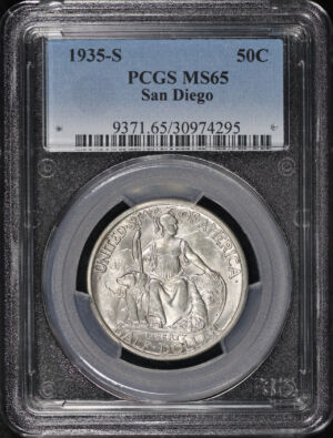 Obverse of this 1935-S 50C San Diego Silver Commemorative PCGS MS-65