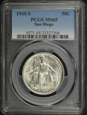 Obverse of this 1935-S Silver Commemorative San Diego 50C PCGS MS-65