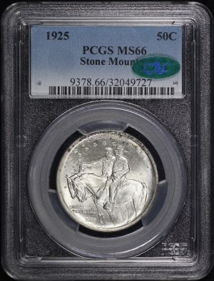 Obverse of this 1925 50C Stone Mountain Silver Commemorative PCGS MS-66 CAC