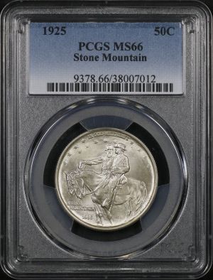 Obverse of this 1925 50C Stone Mountain Silver Commemorative PCGS MS-66