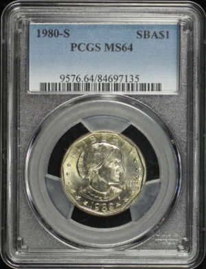 Obverse of this 1980-S Susan B. Anthony Dollar PCGS MS-64