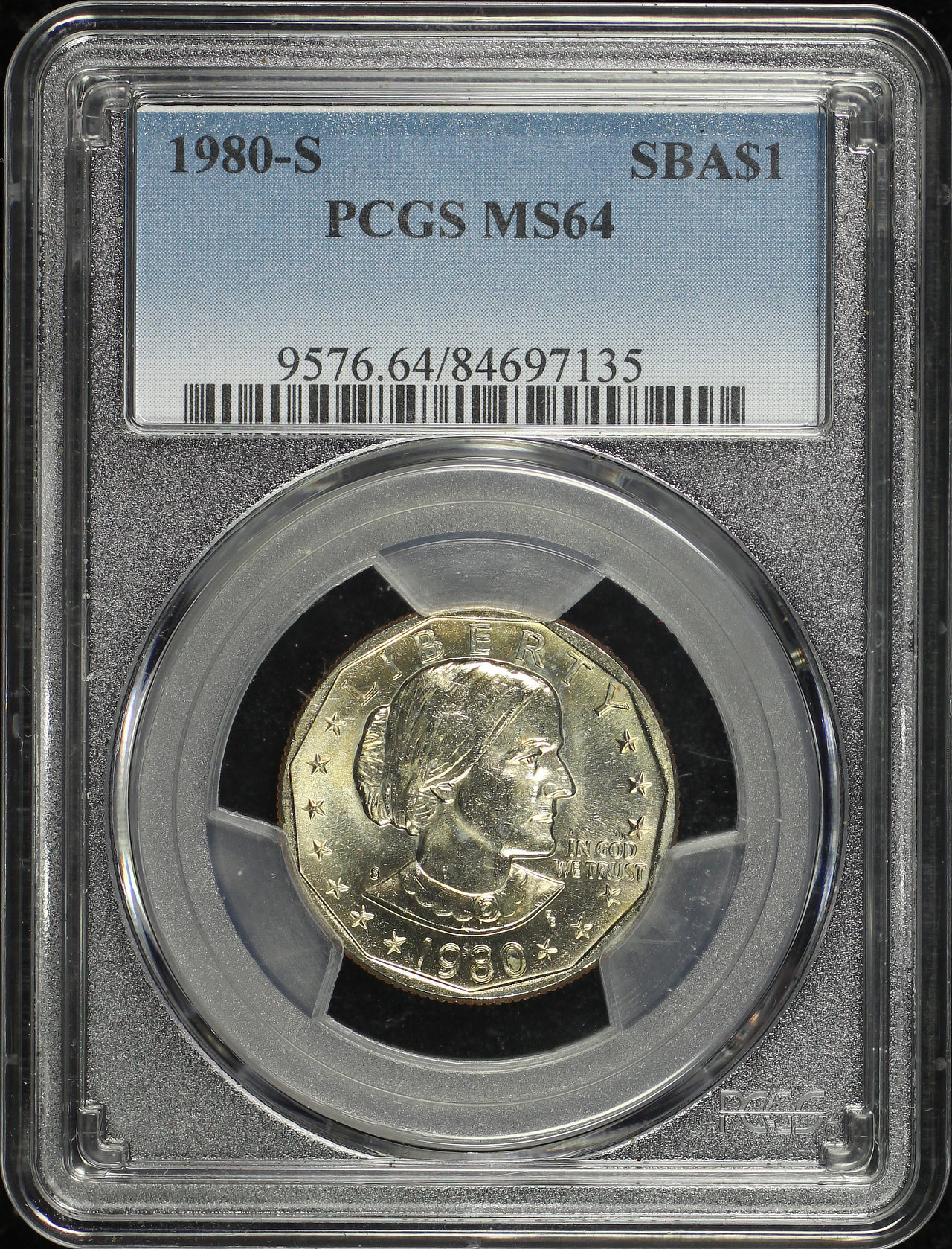 Obverse of this 1980-S Susan B. Anthony Dollar PCGS MS-64