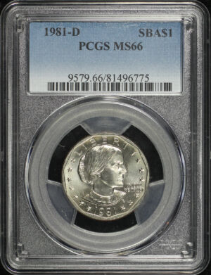 Obverse of this 1981-D Susan B. Anthony Dollar PCGS MS-66